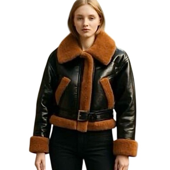 Anthropologie Jackets & Blazers - Anthropologie New Blank NYC Moto Jacket Size Small Faux Leather Faux Fur